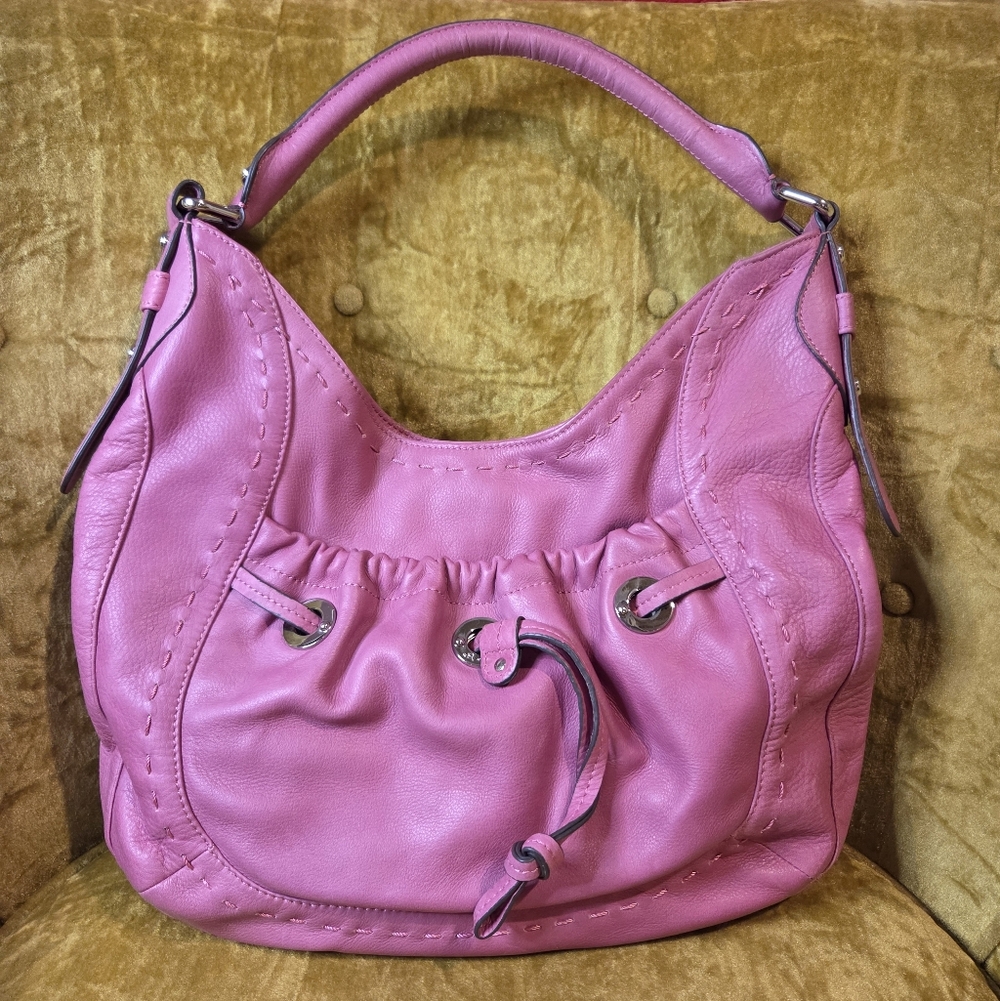 B. Makowsky Pink Leather Shoulder Bag Handbag Hobo